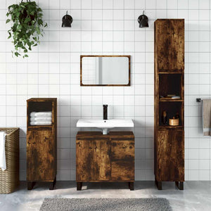 vidaXL 3-Piece Bathroom Furniture Set Smoked Oak Engineered Wood