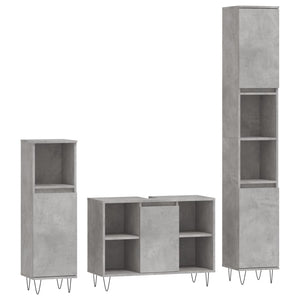3-tlg Badmöbel-Set Betongrau