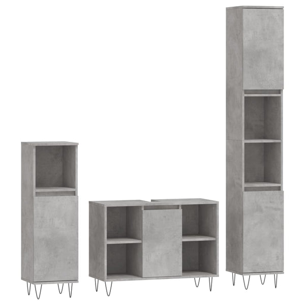 3-tlg Badmöbel-Set Betongrau