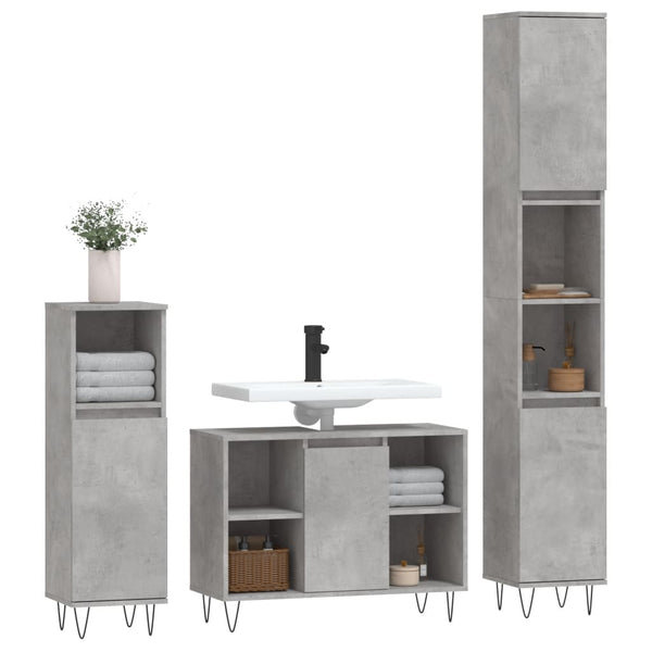 3-tlg Badmöbel-Set Betongrau