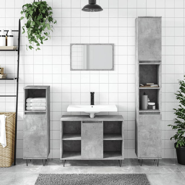 3-tlg Badmöbel-Set Betongrau
