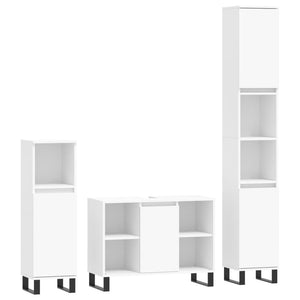 vidaXL 3-Piece Bathroom Furniture Set White Engineered Wood
