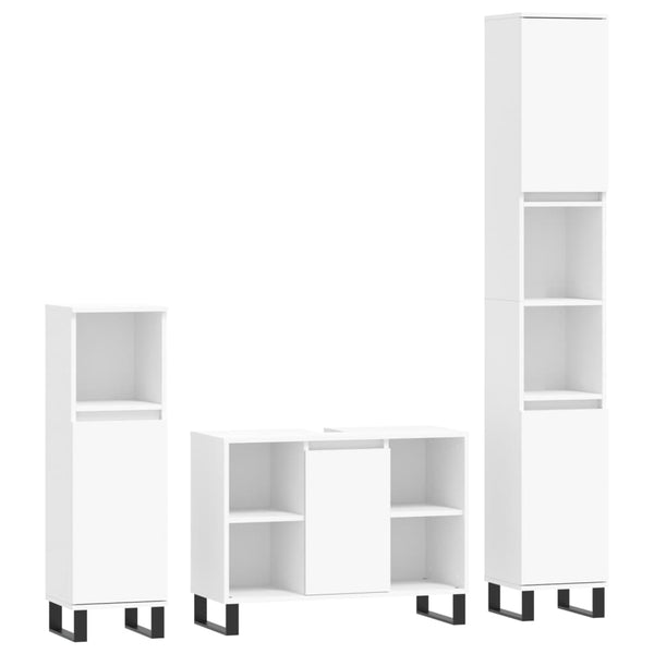 vidaXL 3-Piece Bathroom Furniture Set White Engineered Wood