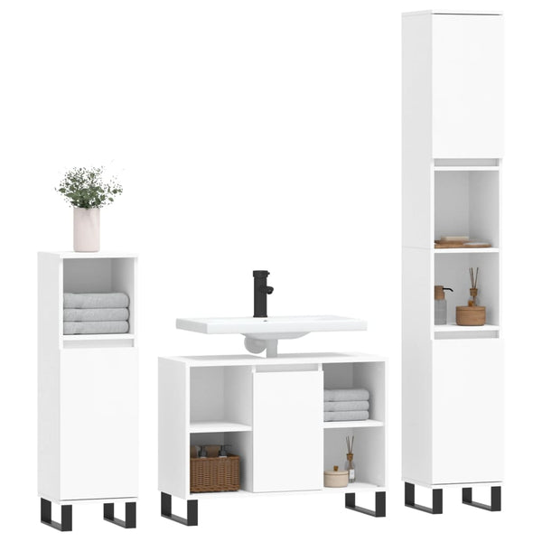 vidaXL 3-Piece Bathroom Furniture Set White Engineered Wood