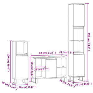 vidaXL 3-Piece Bathroom Furniture Set White Engineered Wood