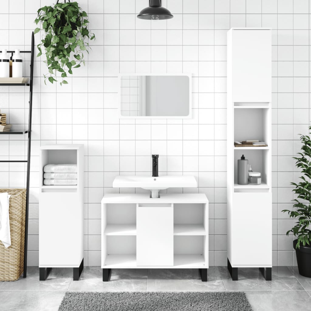 vidaXL 3-Piece Bathroom Furniture Set White Engineered Wood