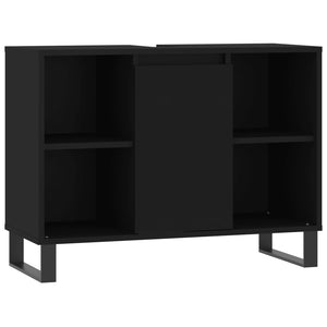 vidaXL 3-Piece Bathroom Furniture Set Black Engineered Wood