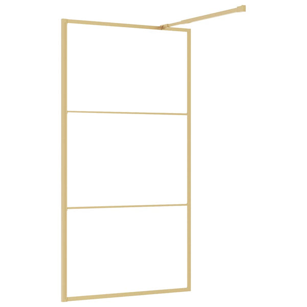 vidaXL Walk-in Shower Screen Tempered Glass Clear Gold 115x195cm
