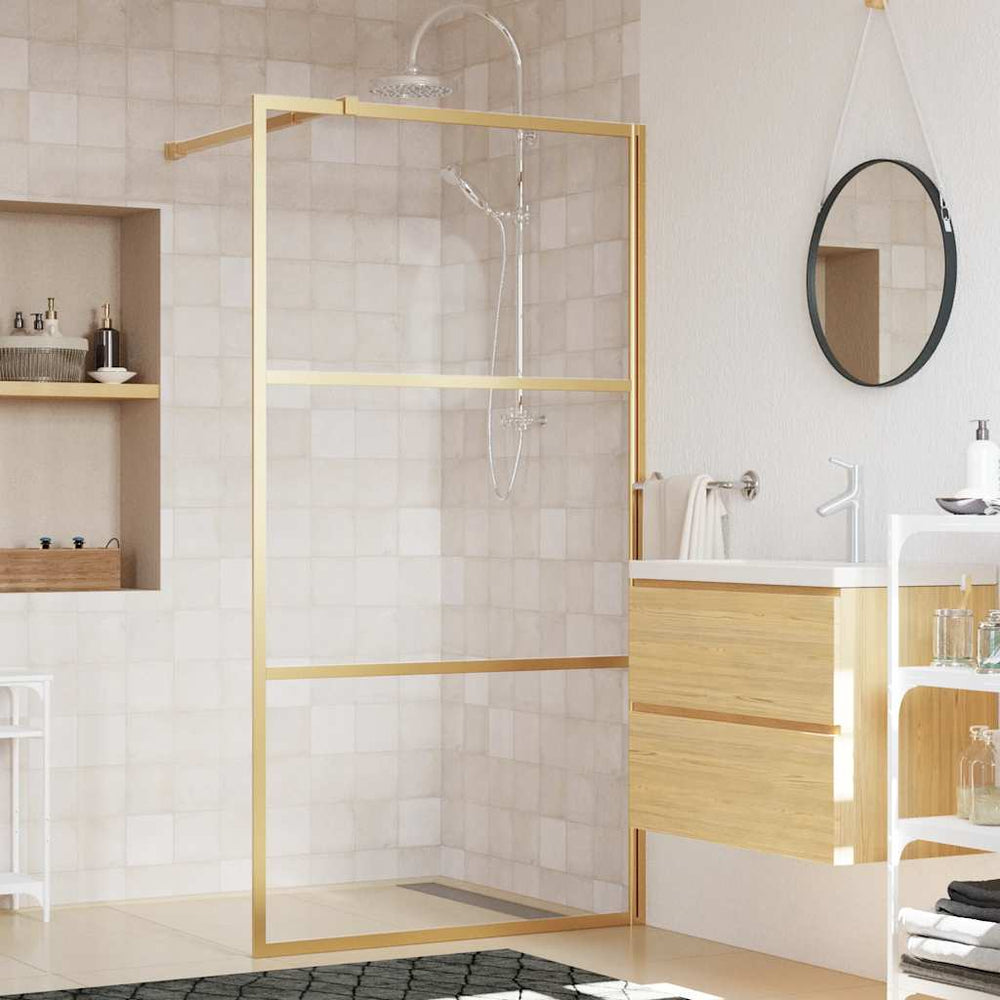 vidaXL Walk-in Shower Screen Tempered Glass Clear Gold 115x195cm