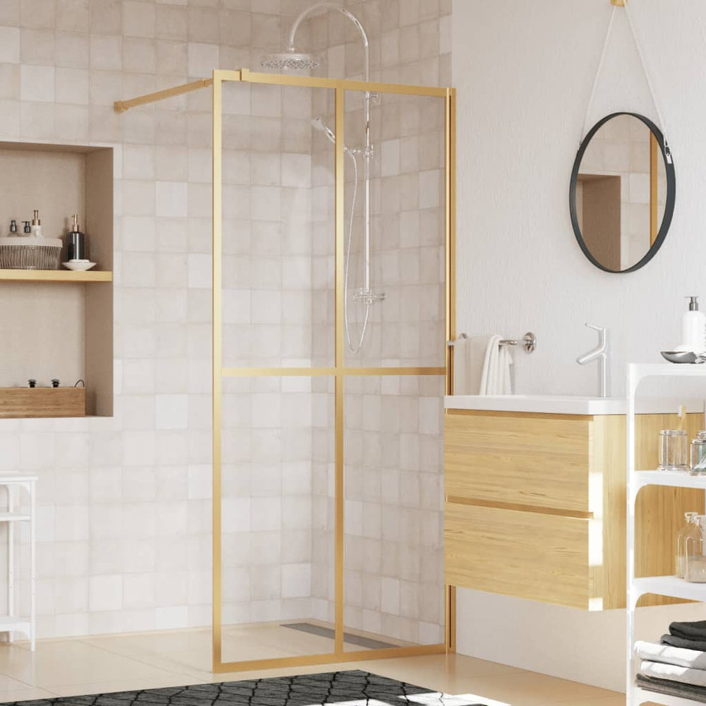 vidaXL Walk-in Shower Screen with ESG Clear Glass Golden 90x195cm