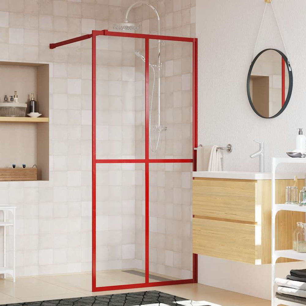 vidaXL Walk-In Shower Screen with ESG Clear Glass Red 100x195 cm