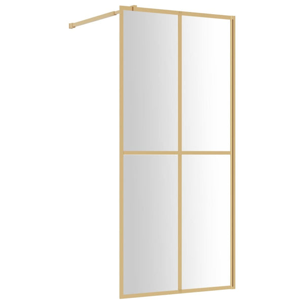 vidaXL Walk-in Shower Screen Tempered Safety Glass Clear Golden 100x195cm