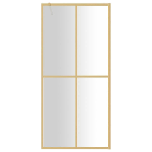 vidaXL Walk-in Shower Screen Tempered Safety Glass Clear Golden 100x195cm
