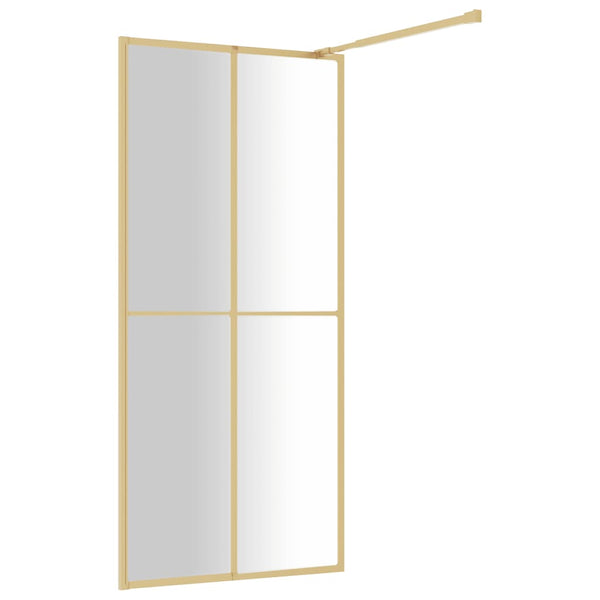 vidaXL Walk-in Shower Screen Tempered Safety Glass Clear Golden 100x195cm