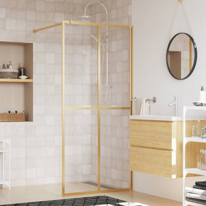 vidaXL Walk-in Shower Screen Tempered Safety Glass Clear Golden 100x195cm