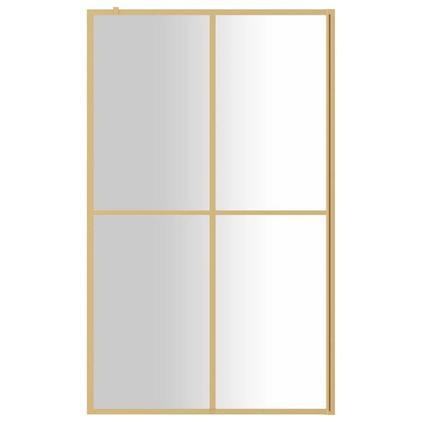 vidaXL Walk-in Shower Screen Tempered Glass Clear Golden 118x195cm