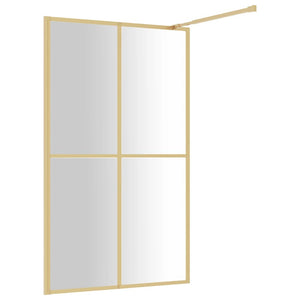 vidaXL Walk-in Shower Screen Tempered Glass Clear Golden 118x195cm