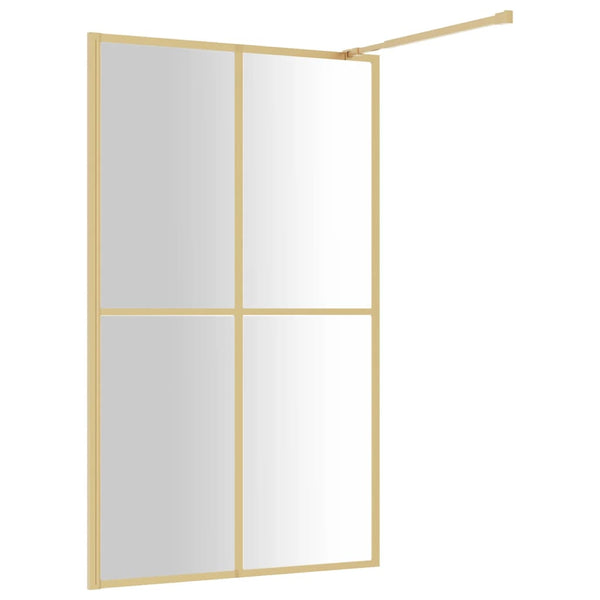 vidaXL Walk-in Shower Screen Tempered Glass Clear Golden 118x195cm