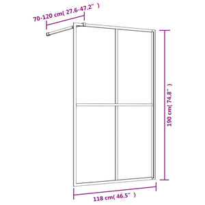 vidaXL Walk-in Shower Screen Tempered Glass Clear Golden 118x195cm