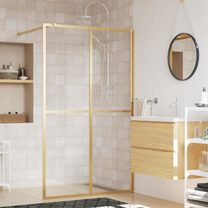 vidaXL Walk-in Shower Screen Tempered Glass Clear Golden 118x195cm