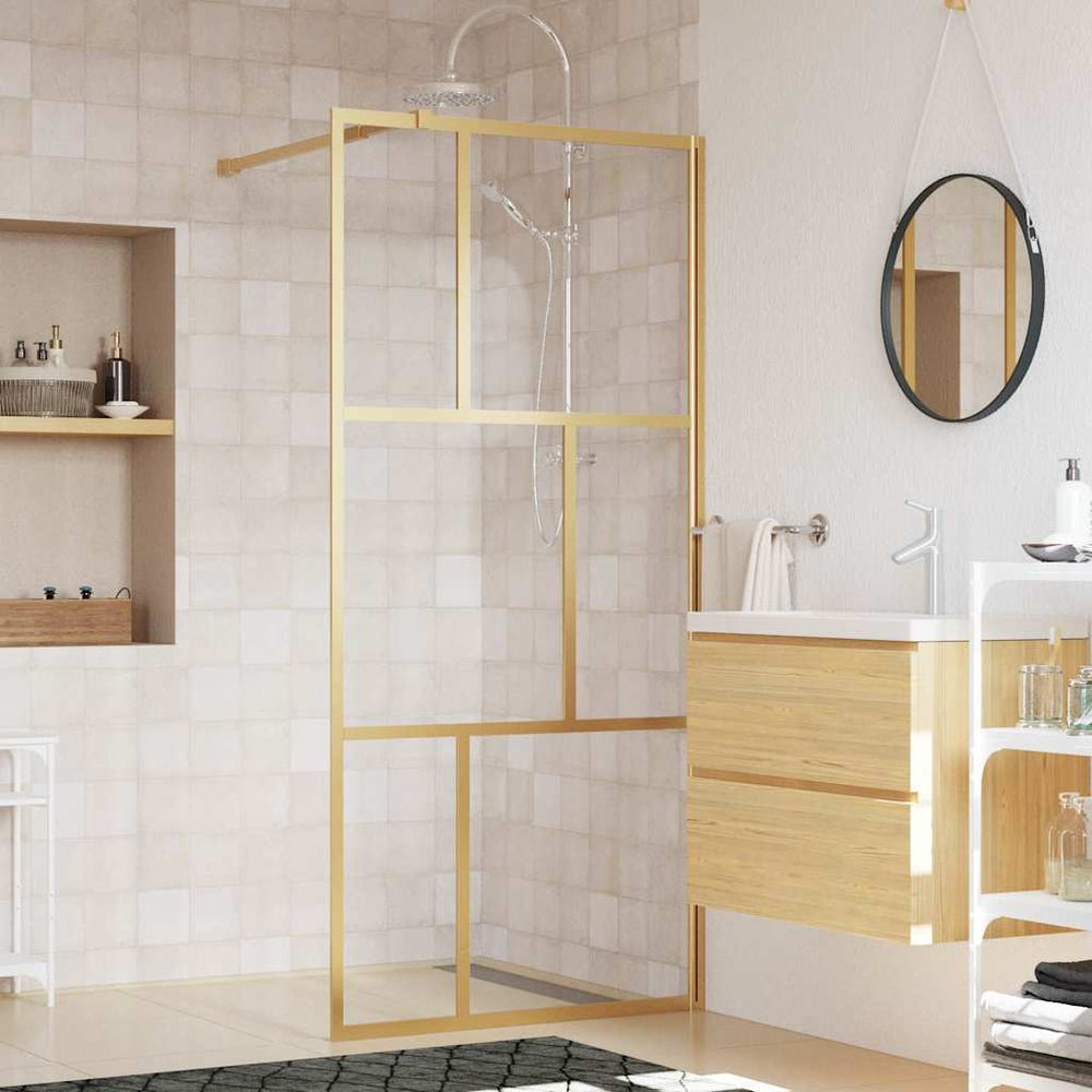 vidaXL Walk-In Shower Screen with ESG Clear Glass Golden 80x195 cm