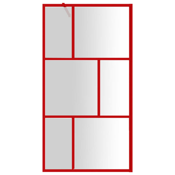 vidaXL Walk-In Shower Screen with ESG Clear Glass Red 100x195 cm