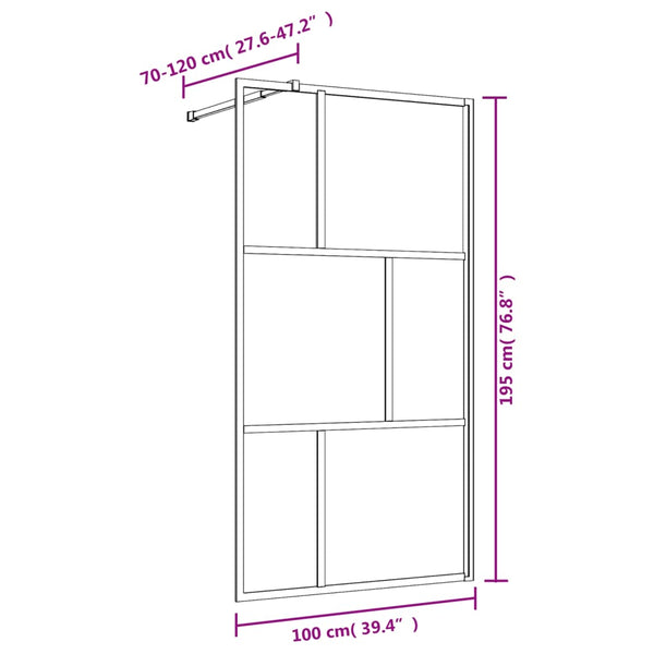 vidaXL Walk-In Shower Screen with ESG Clear Glass Red 100x195 cm