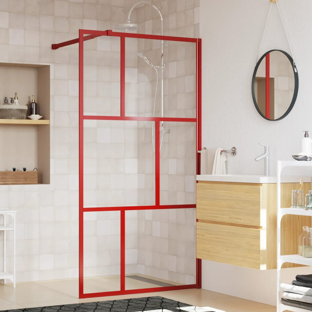 vidaXL Walk-In Shower Screen with ESG Clear Glass Red 100x195 cm