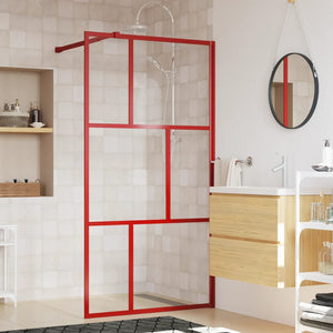 vidaXL Walk-In Shower Screen with ESG Clear Glass Red 100x195 cm