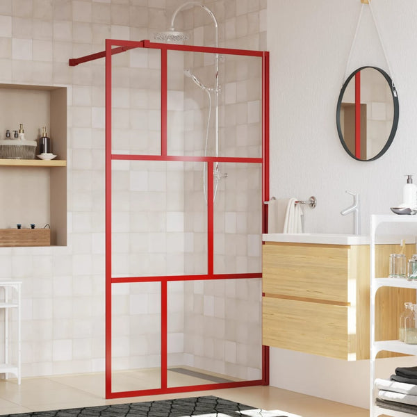 vidaXL Walk-In Shower Screen with ESG Clear Glass Red 100x195 cm