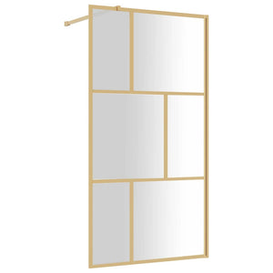 vidaXL Walk-in Shower Screen Tempered Safety Glass Clear Golden 100x195cm