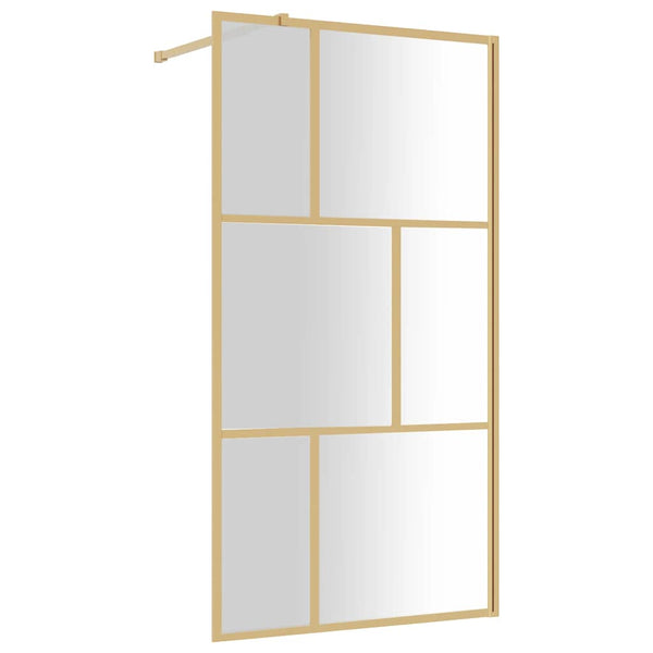 vidaXL Walk-in Shower Screen Tempered Safety Glass Clear Golden 100x195cm