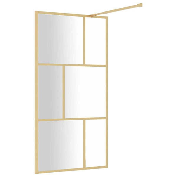 vidaXL Walk-in Shower Screen Tempered Safety Glass Clear Golden 100x195cm