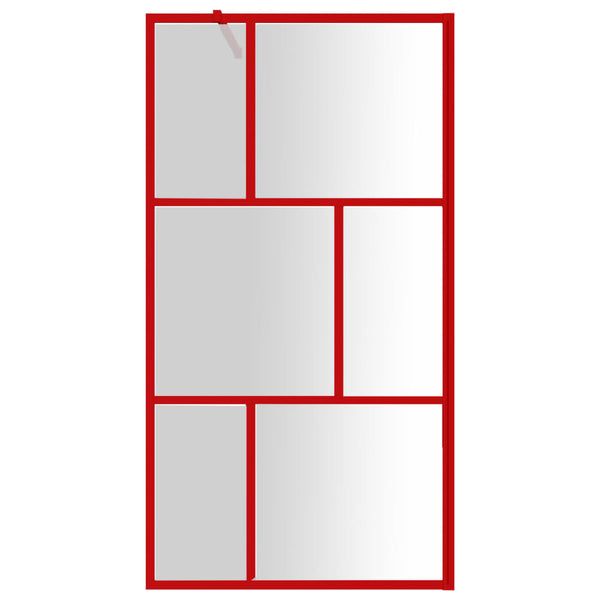 vidaXL Walk-in Shower Screen with Tempered Clear Glass Red 115x195 cm