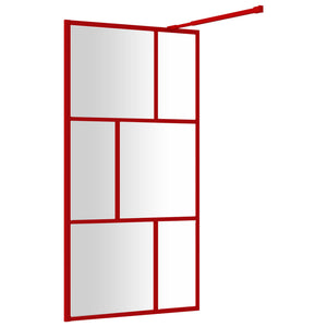vidaXL Walk-in Shower Screen with Tempered Clear Glass Red 115x195 cm