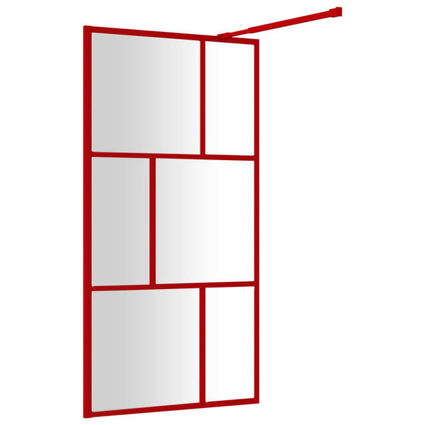 vidaXL Walk-in Shower Screen with Tempered Clear Glass Red 115x195 cm