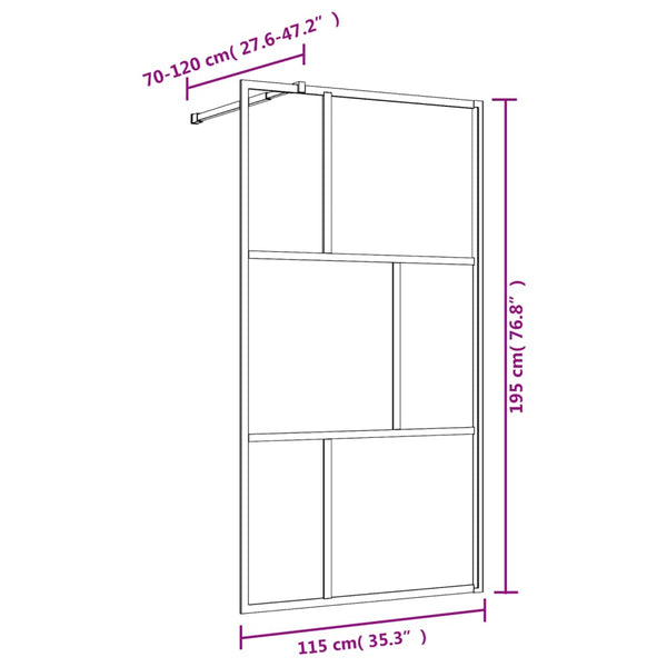 vidaXL Walk-in Shower Screen with Tempered Clear Glass Red 115x195 cm