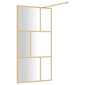 vidaXL Walk-in Shower Screen Tempered Glass Clear Gold 115x195cm