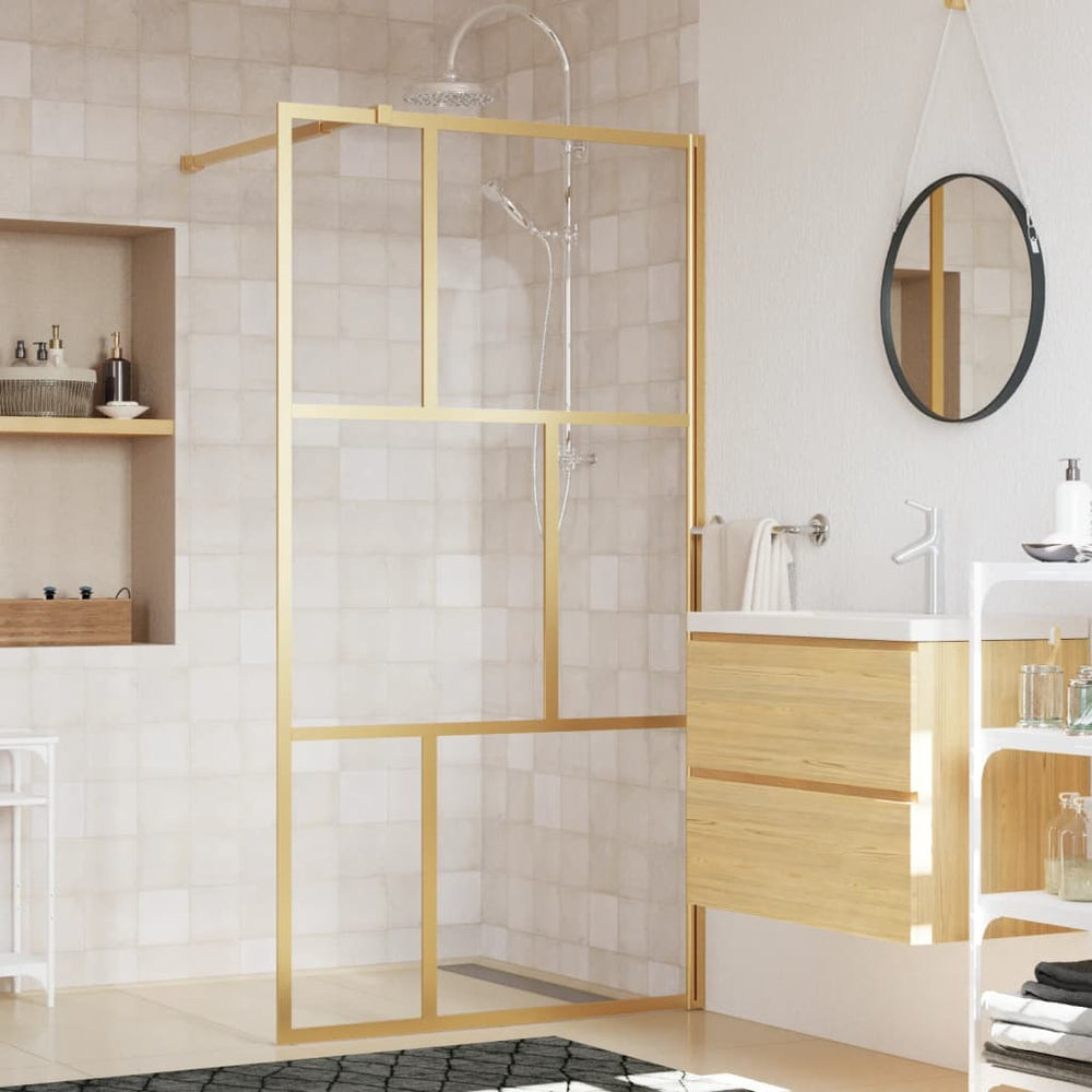 vidaXL Walk-in Shower Screen Tempered Glass Clear Gold 115x195cm