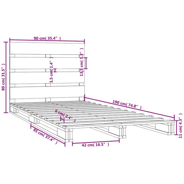 vidaXL Solid Pine Bed 90x190 cm