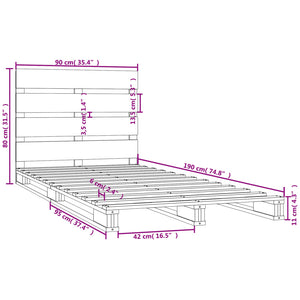 vidaXL Solid Wood Bed White 90x190 cm Pine