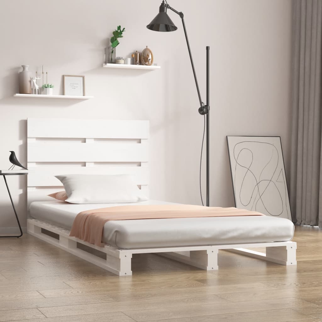 vidaXL Solid Wood Bed White 90x190 cm Pine