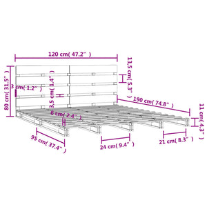 vidaXL Solid Pine Bed 120x190 cm
