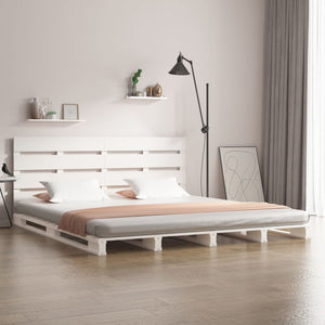vidaXL Solid Pine Bed White 120x190 cm