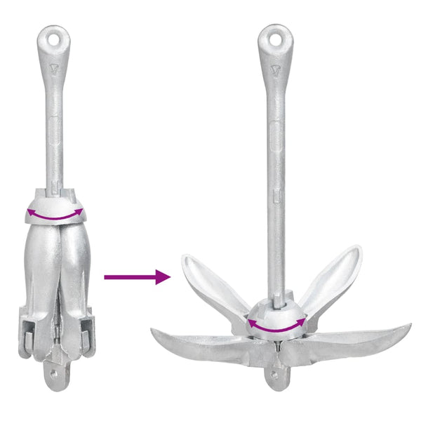 vidaXL Folding Anchor Silver 3.2 kg Malleable Cast Iron