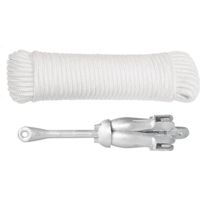 vidaXL Folding Anchor with Rope Silver 3.2 kg Malleable Cast Iron
