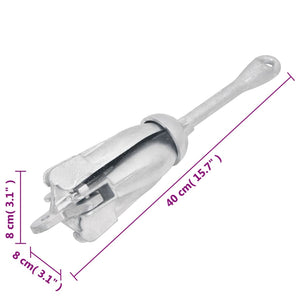 vidaXL Folding Anchor with Rope Silver 3.2 kg Malleable Cast Iron