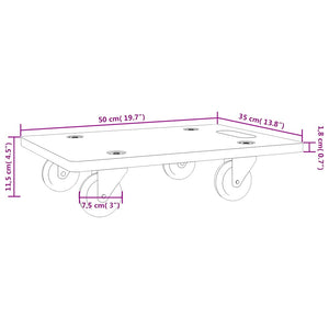 vidaXL Transport Dolly 2 pcs. Rectangular 50x35x11.5 cm 250 kg