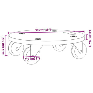 vidaXL Dolly 2 pcs. Round Ø38x11.5 cm 250 kg