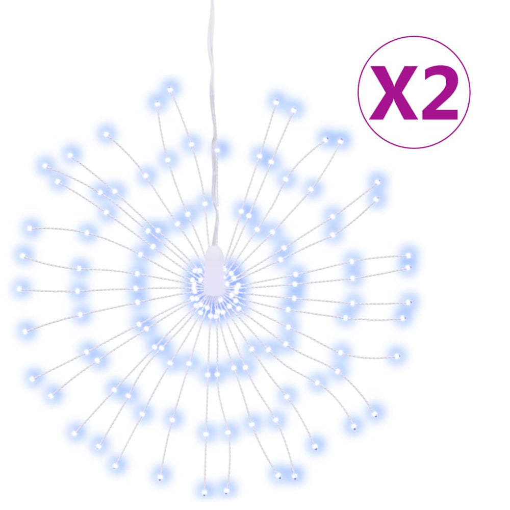 vidaXL Christmas Lights Firework 2 pcs. 140 LEDs Cool White 17cm